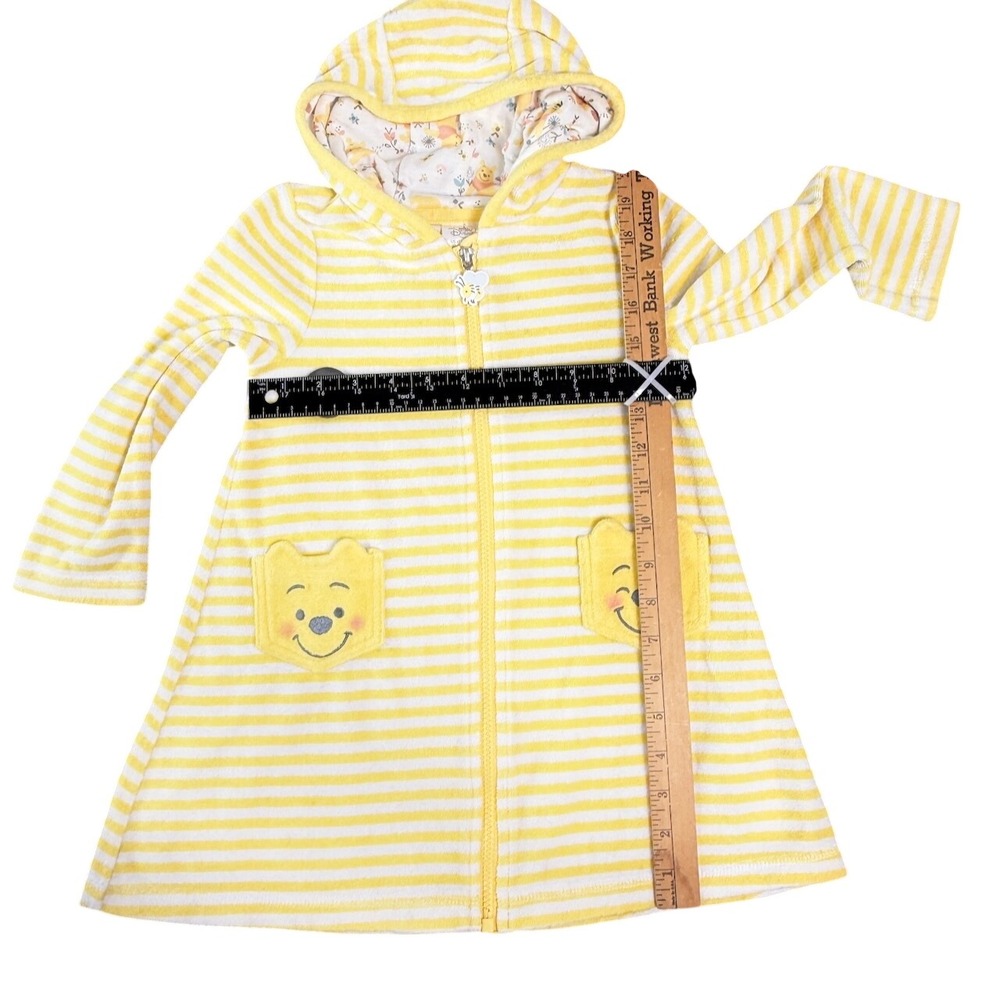 Disney Store Winnie the Pooh Swim Coverup 4T Yellow Striped Long Sleeve Hooded - Picture 5 of 7